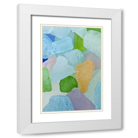 USA, Washington Close-up of colorful beach glass White Modern Wood Framed Art Print with Double Matting by Paulson, Don