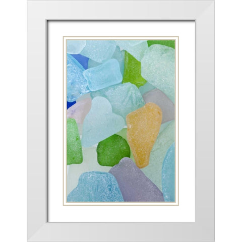 USA, Washington Close-up of colorful beach glass White Modern Wood Framed Art Print with Double Matting by Paulson, Don