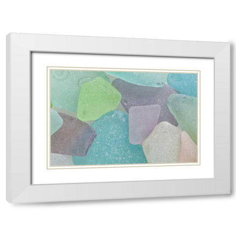 USA, Washington Close-up of colorful beach glass White Modern Wood Framed Art Print with Double Matting by Paulson, Don