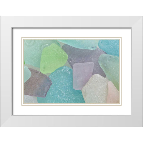 USA, Washington Close-up of colorful beach glass White Modern Wood Framed Art Print with Double Matting by Paulson, Don