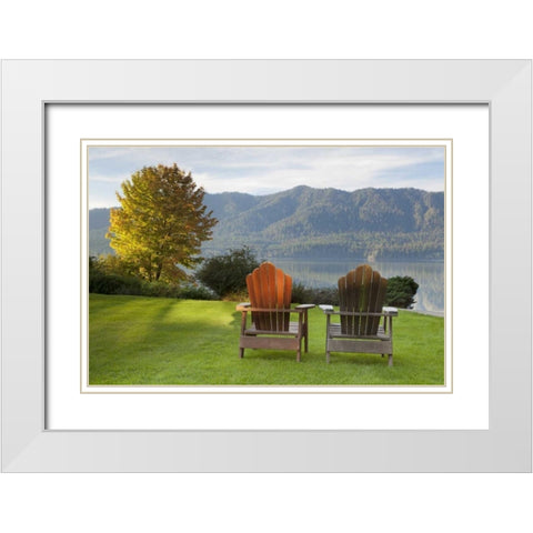 WA, Quinault Landscape view from Quinault Lodge White Modern Wood Framed Art Print with Double Matting by Paulson, Don