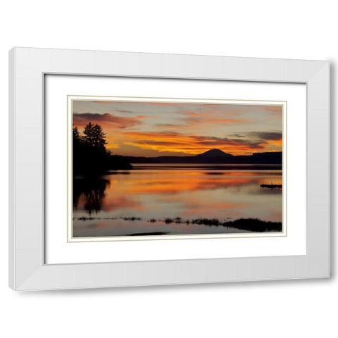 USA, Washington Sunset on Lake Quinault White Modern Wood Framed Art Print with Double Matting by Paulson, Don