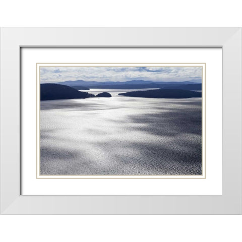 Washington, San Juans Aerial view of islands White Modern Wood Framed Art Print with Double Matting by Paulson, Don