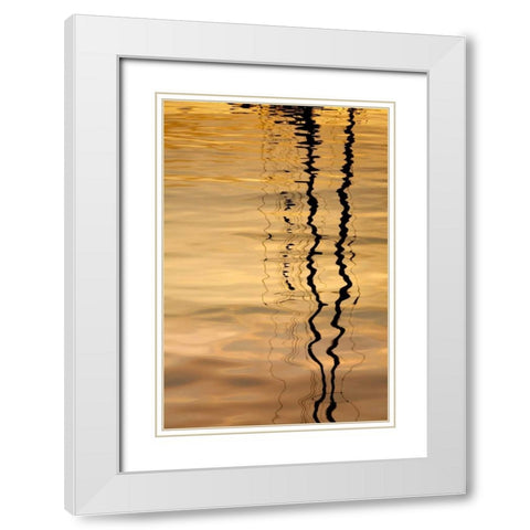 Washington Sailboat mast reflection at sunset White Modern Wood Framed Art Print with Double Matting by Paulson, Don