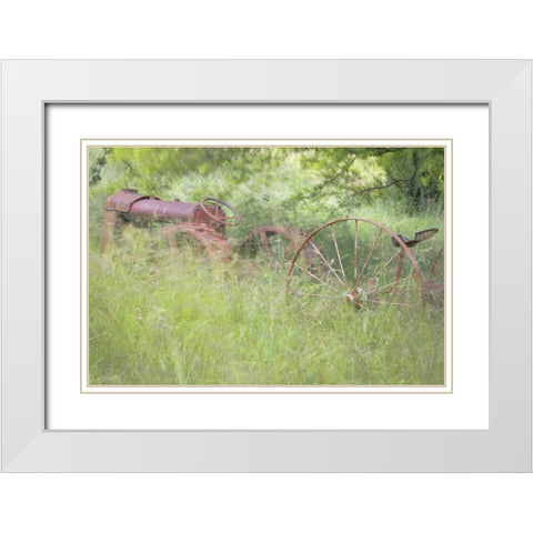 WA, Seabeck Rusty old tractor in grasses White Modern Wood Framed Art Print with Double Matting by Paulson, Don