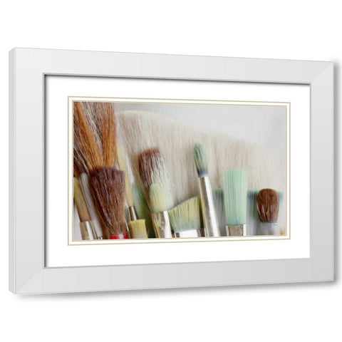Washington, Seabeck Close-up of artists brushes White Modern Wood Framed Art Print with Double Matting by Paulson, Don