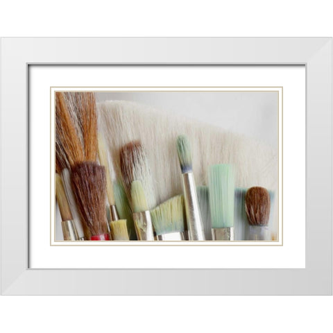 Washington, Seabeck Close-up of artists brushes White Modern Wood Framed Art Print with Double Matting by Paulson, Don