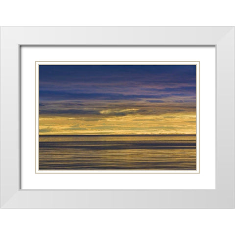 Washington Sunrise on Strait of Juan de Fuca White Modern Wood Framed Art Print with Double Matting by Paulson, Don