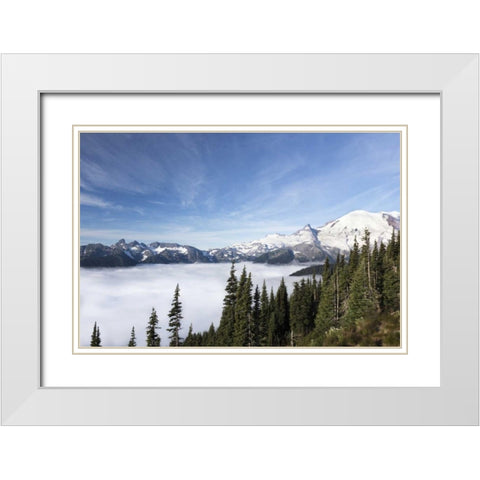 Washington, Mount Rainier NP Sunrise Point White Modern Wood Framed Art Print with Double Matting by Paulson, Don