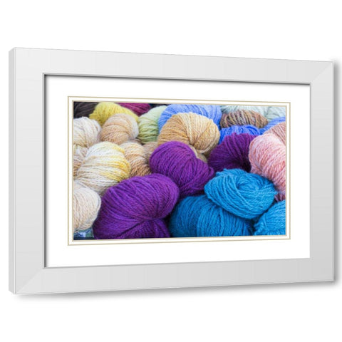Washington, Seabeck Balls of colorful yarn White Modern Wood Framed Art Print with Double Matting by Paulson, Don