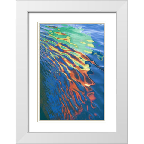 WA, San Juans Water reflection of boat sail White Modern Wood Framed Art Print with Double Matting by Paulson, Don