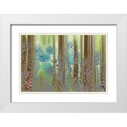 WA, Seabeck Collage of pine cones and trees White Modern Wood Framed Art Print with Double Matting by Paulson, Don