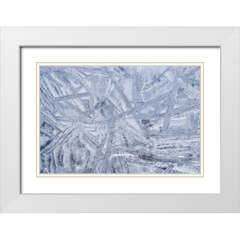 USA, Washington State, Seabeck Patterns on ice White Modern Wood Framed Art Print with Double Matting by Paulson, Don