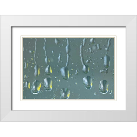 Washington State, Seabeck Raindrops on a window White Modern Wood Framed Art Print with Double Matting by Paulson, Don