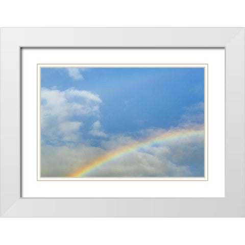 Washington, Seabeck Rainbow in light rainfall White Modern Wood Framed Art Print with Double Matting by Paulson, Don