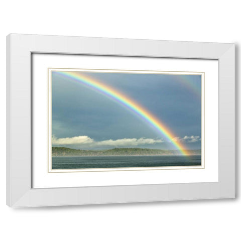 Washington, Seabeck Rainbow over Hood Canal White Modern Wood Framed Art Print with Double Matting by Paulson, Don