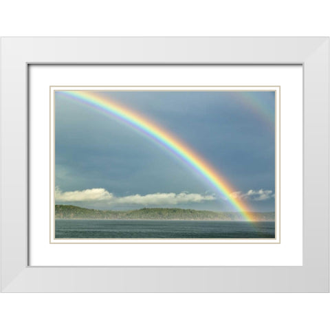Washington, Seabeck Rainbow over Hood Canal White Modern Wood Framed Art Print with Double Matting by Paulson, Don