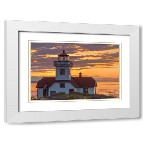 Washington, San Juan Islands Patos Lighthouse White Modern Wood Framed Art Print with Double Matting by Paulson, Don
