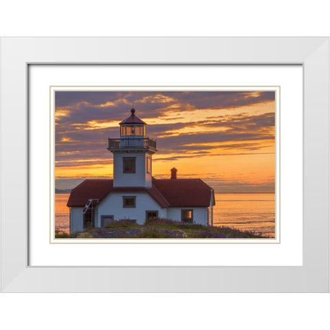 Washington, San Juan Islands Patos Lighthouse White Modern Wood Framed Art Print with Double Matting by Paulson, Don
