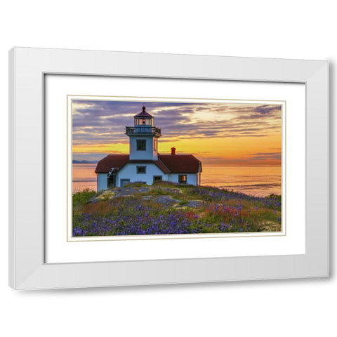 Washington, San Juan Islands Patos Lighthouse White Modern Wood Framed Art Print with Double Matting by Paulson, Don
