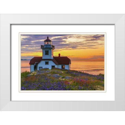 Washington, San Juan Islands Patos Lighthouse White Modern Wood Framed Art Print with Double Matting by Paulson, Don