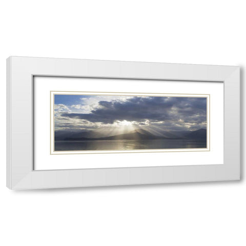 WA, Seabeck God rays over Hood Canal White Modern Wood Framed Art Print with Double Matting by Paulson, Don