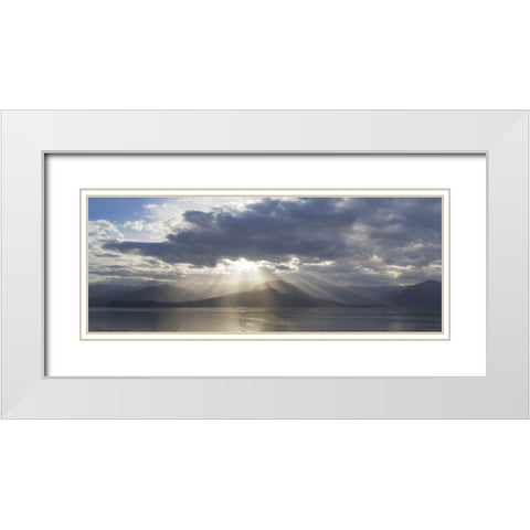 WA, Seabeck God rays over Hood Canal White Modern Wood Framed Art Print with Double Matting by Paulson, Don