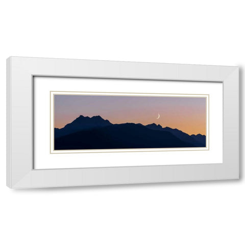WA, Seabeck Moon and Venus over the Olympics White Modern Wood Framed Art Print with Double Matting by Paulson, Don