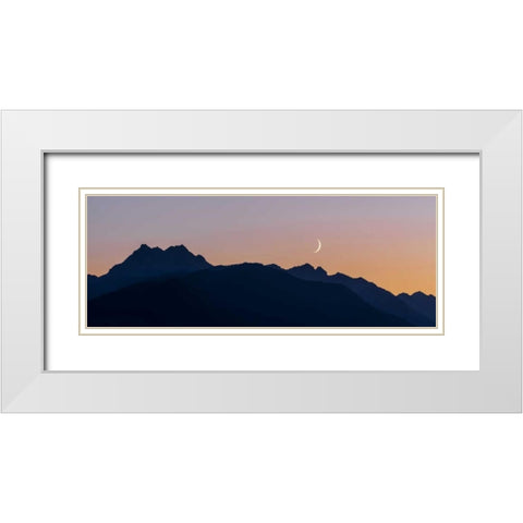 WA, Seabeck Moon and Venus over the Olympics White Modern Wood Framed Art Print with Double Matting by Paulson, Don