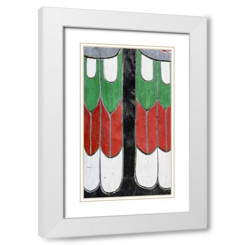 Washington State, Neah Bay Detail of a totem White Modern Wood Framed Art Print with Double Matting by Paulson, Don