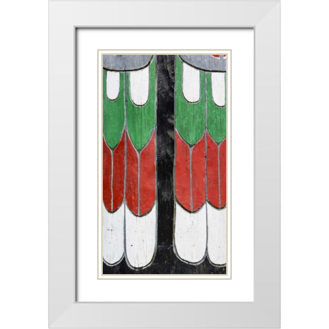 Washington State, Neah Bay Detail of a totem White Modern Wood Framed Art Print with Double Matting by Paulson, Don