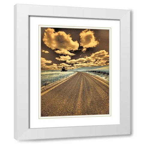 USA-Washington State-Palouse-Country backroad through spring crops White Modern Wood Framed Art Print with Double Matting by Eggers, Terry