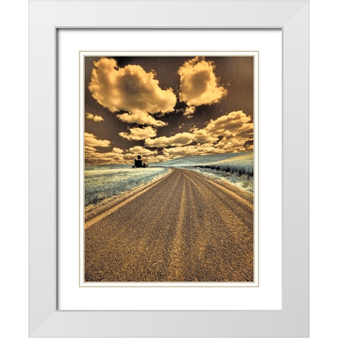 USA-Washington State-Palouse-Country backroad through spring crops White Modern Wood Framed Art Print with Double Matting by Eggers, Terry