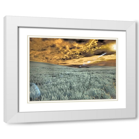 USA-Washington State-Palouse-wheat field and clouds White Modern Wood Framed Art Print with Double Matting by Eggers, Terry