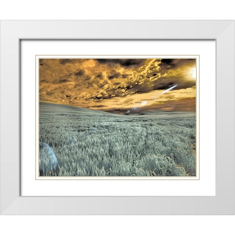 USA-Washington State-Palouse-wheat field and clouds White Modern Wood Framed Art Print with Double Matting by Eggers, Terry