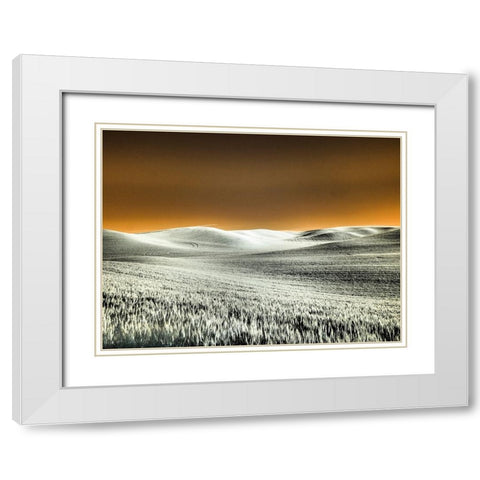 USA-Washington State-Palouse region-Rolling Hills of wheat White Modern Wood Framed Art Print with Double Matting by Eggers, Terry