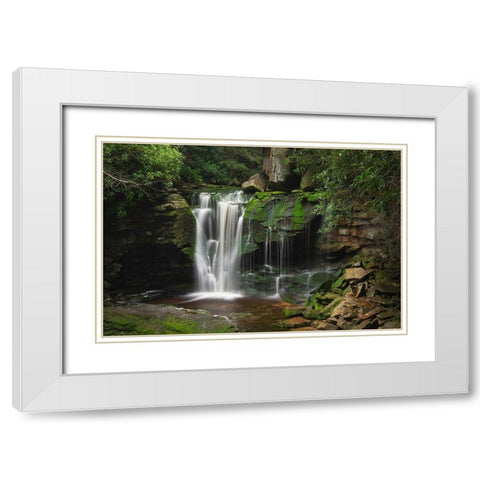 First or Upper Ekalaka Falls-Blackwater Falls State Park-West Virginia White Modern Wood Framed Art Print with Double Matting by Majchrowicz, Alan