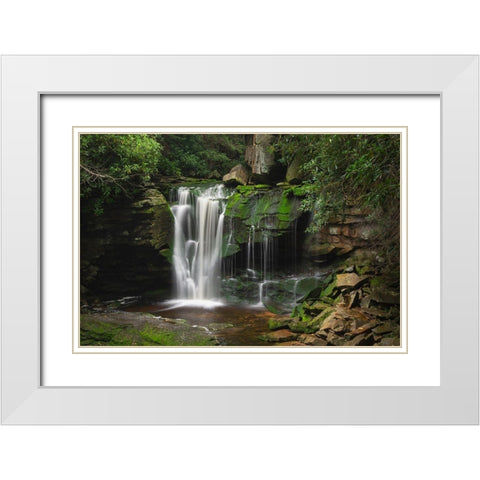 First or Upper Ekalaka Falls-Blackwater Falls State Park-West Virginia White Modern Wood Framed Art Print with Double Matting by Majchrowicz, Alan
