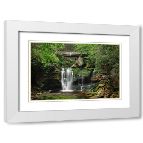 First or Upper Ekalaka Falls-Blackwater Falls State Park-West Virginia White Modern Wood Framed Art Print with Double Matting by Majchrowicz, Alan
