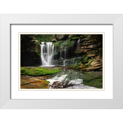 First or Upper Ekalaka Falls-Blackwater Falls State Park-West Virginia White Modern Wood Framed Art Print with Double Matting by Majchrowicz, Alan