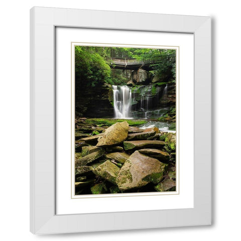 First or Upper Ekalaka Falls-Blackwater Falls State Park-West Virginia White Modern Wood Framed Art Print with Double Matting by Majchrowicz, Alan