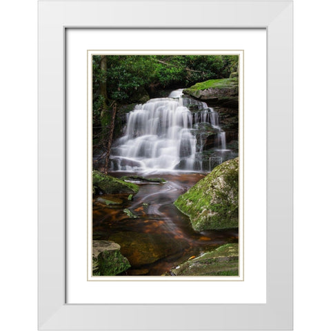 Second Ekalaka Falls-Blackwater Falls State Park-West Virginia White Modern Wood Framed Art Print with Double Matting by Majchrowicz, Alan