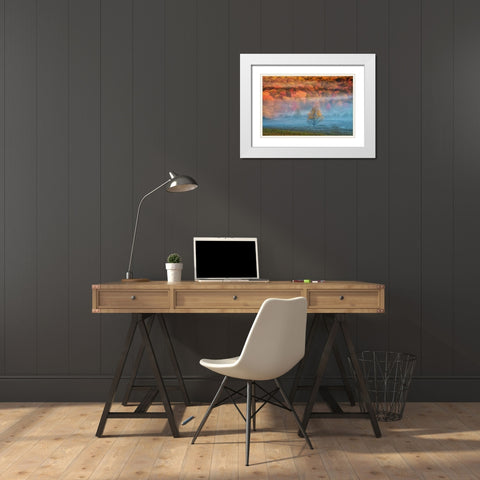 WV, Davis Misty valley and forest in Autumn White Modern Wood Framed Art Print with Double Matting by OBrien, Jay