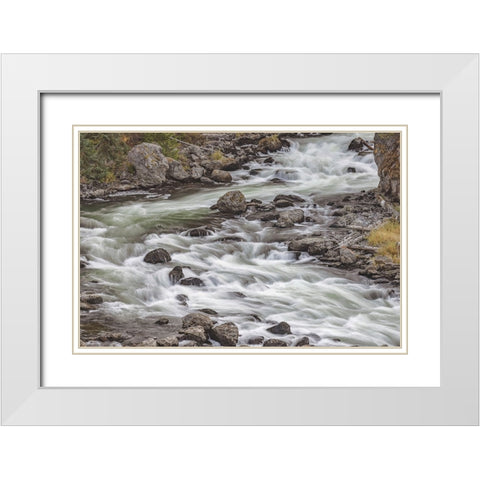 Firehole River-Firehole Canyon drive-Yellowstone National Park-Wyoming White Modern Wood Framed Art Print with Double Matting by Jones, Adam
