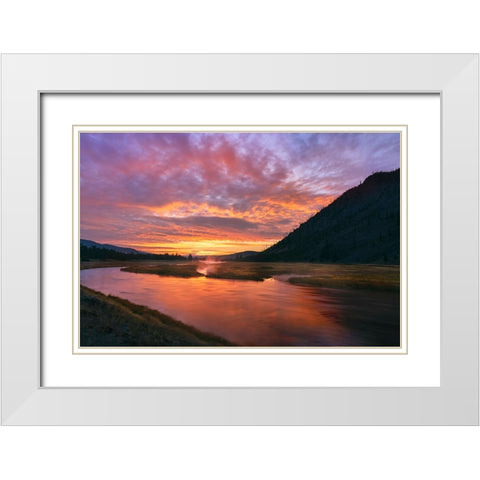 Madison River at sunrise-Yellowstone National Park-Wyoming White Modern Wood Framed Art Print with Double Matting by Jones, Adam