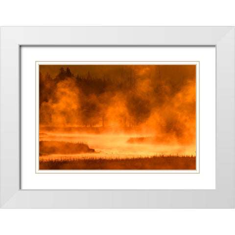 Madison River at sunrise-Yellowstone National Park-Wyoming White Modern Wood Framed Art Print with Double Matting by Jones, Adam