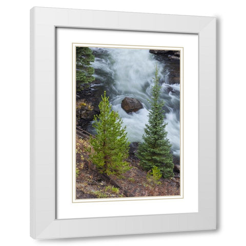 Flowing water in Firehole River-Yellowstone National Park-Wyoming White Modern Wood Framed Art Print with Double Matting by Jones, Adam