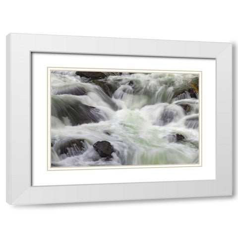 Flowing water in Firehole River-Yellowstone National Park-Wyoming White Modern Wood Framed Art Print with Double Matting by Jones, Adam