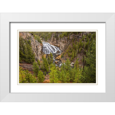 Gibbon Falls-Yellowstone National Park-Wyoming White Modern Wood Framed Art Print with Double Matting by Jones, Adam