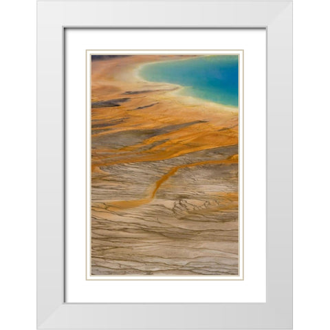 WY, Yellowstone Grand Prismatic Spring White Modern Wood Framed Art Print with Double Matting by Paulson, Don